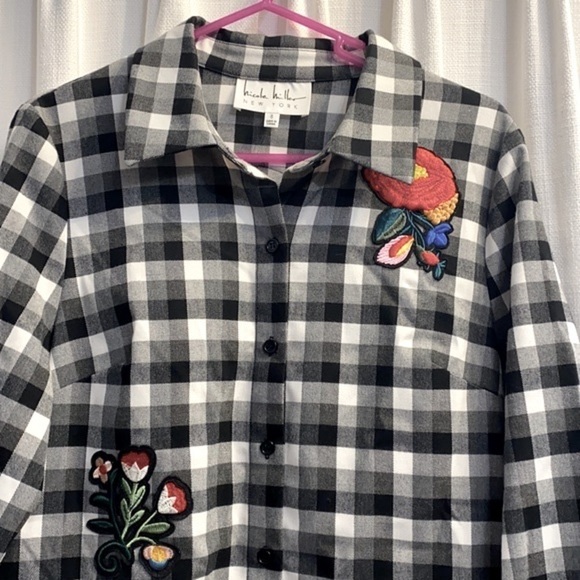 Women’s Nicole Miller New York Checkered Shirt Dress Size 8 - Picture 2 of 7